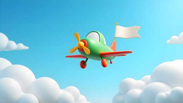 Cartoon airplane cloud journey