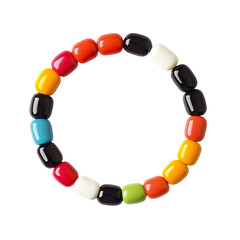 Obraz premium Colorful beaded bracelet on striped background bright accessory fashion jewelry