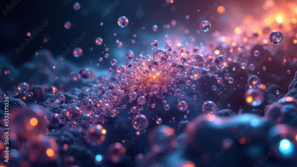 Aufkleber stunning 3d rendering of a molecule with glowing orbs highlighting its atomic structure. perfect for