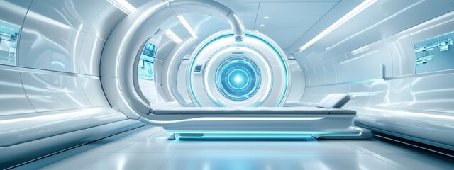 Obraz premium Futuristic Medical Imaging Room with Advanced Technology Equipment