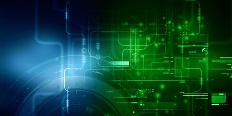 2d illustration Abstract futuristic electronic circuit technology background