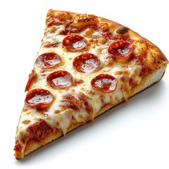 Isolated Pepperoni Pizza Slice Against White Background