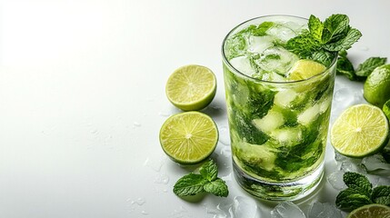 Fototapeta premium Mojito with Lime in a Glass 