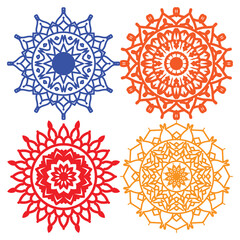 Set of Ornamental Vector Elements for Design with Snowflake, Floral, Mandala, and Vintage Patterns