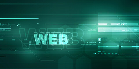 2D illustration Web against glowing technological background