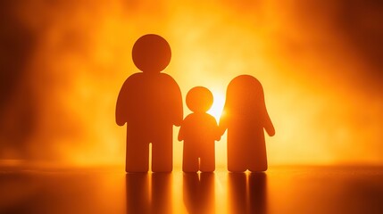 Abstract family bond in warm tones, soft light, gradient backdrop
