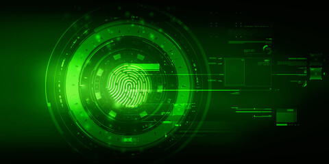 2d Illustration Fingerprint Scanning Technology Concept 