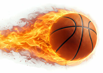 Fototapeta premium Fiery Basketball in Motion with Intense Flames and Smoke Effects