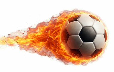 Fototapeta premium Flaming Soccer Ball in Motion with Intense Fire and Smoke Effects