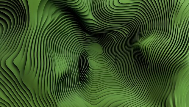 An artistic illustration of a green landscape, replete with hills and mountains, forms the basis of this distinctive wallpaper background