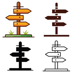set of direction signs