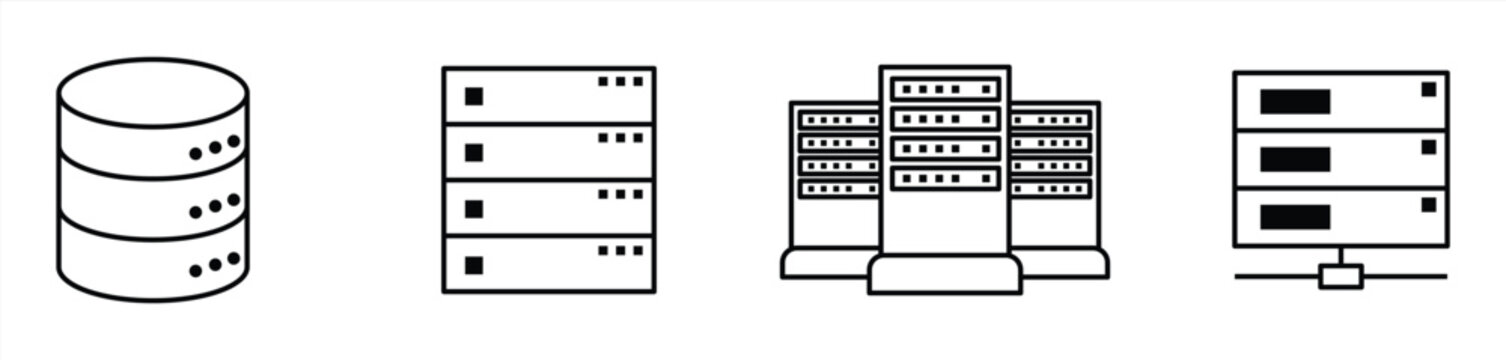 data and server linear icon set. data center vector illustration	
