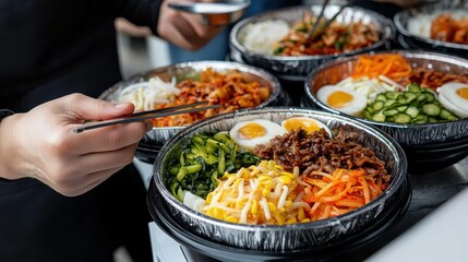 Person Holding Fork Over Bowl of Delicious Food in Cozy Dining Setting