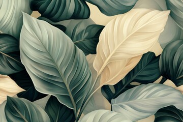 A boho style wallpaper featuring a vintage illustration of leaves from the tropics