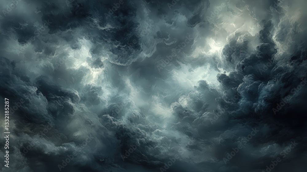 Poster dark and moody clouds swirl dramatically in the sky, creating an ominous atmosphere with varying sha