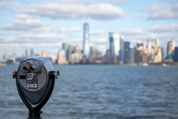 Coin operated binoculars overlooking Manhattan, New York