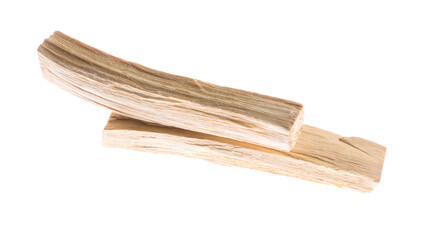 Two palo santo sticks on white background