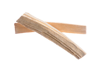 Two palo santo sticks on white background