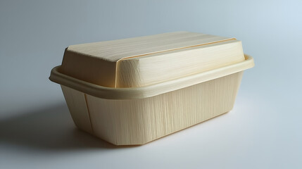 A biodegradable food container with a textured surface, designed for eco-friendly packaging and takeout.