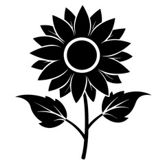 Fototapeta premium sun flower silhouette isolated vector with white background. 