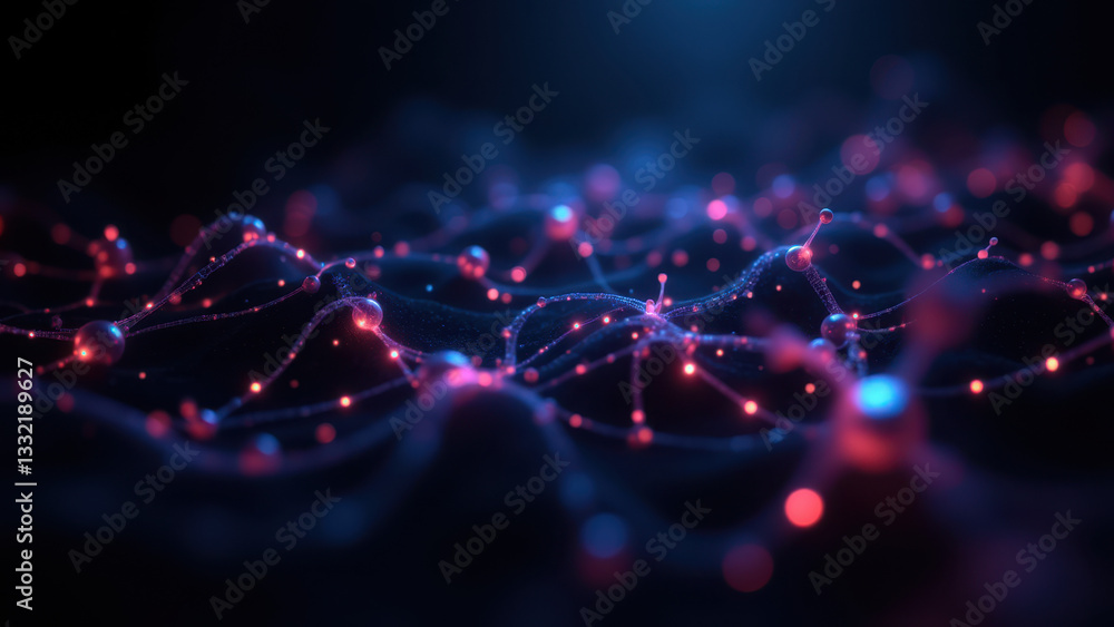 Aufkleber a close-up view of a neural network under a microscope.