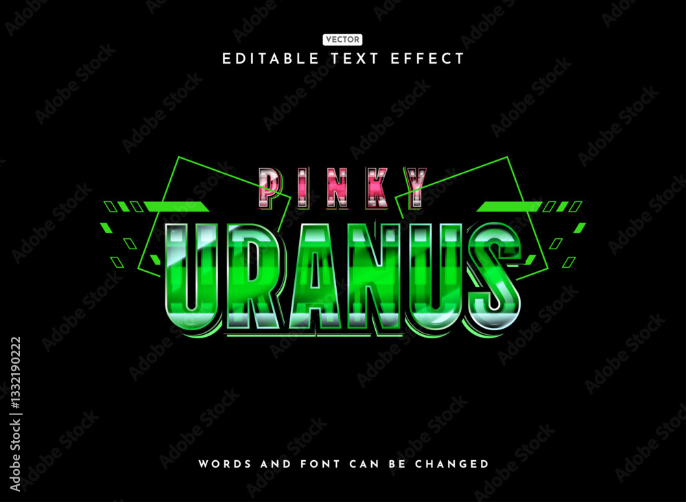 Poster pinky uranus colorful modern retro futuristic chrome text effect with abstract hud panel