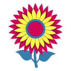 colorful sun flower silhouette isolated vector
