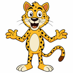 funny cheetah vector art illustration with hand