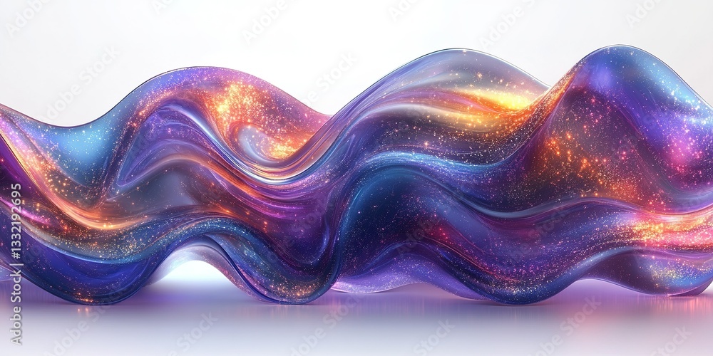Poster colorful abstract wave with cosmic patterns creating a stunning visual effect in digital art
