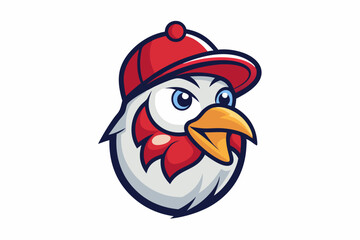 funny chicken head with cap logo vector