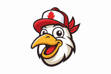 funny chicken head with cap logo vector