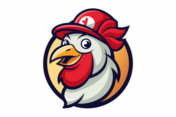 funny chicken head with cap logo vector