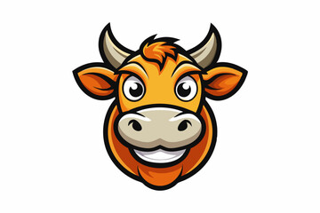 funny cow head vector logo with white background