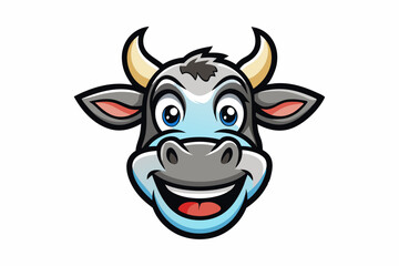 funny cow head vector logo with white background