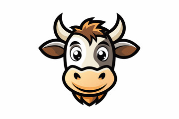 funny cow head vector logo with white background