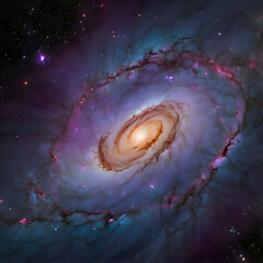 Surreal Galaxy with Glowing Black Holes and Vibrant Cosmic Light Formations