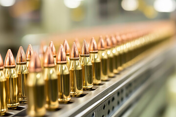 Rounds lined up in production at a manufacturing facility Generative AI