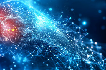 Abstract digital globe with China flag