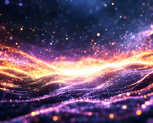 Obraz premium Abstract glowing wave particle background with vibrant colors