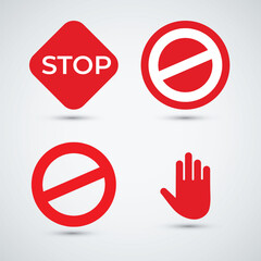 Stop sign logo set design template