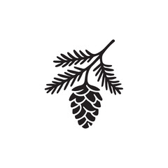 Vintage Pine Cone with Leaf Branch Logo design.