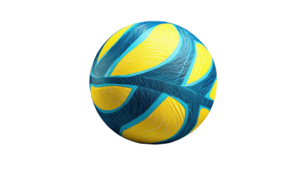 Yellow and blue basketball rotating on transparent background