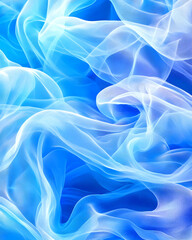 Fototapeta premium Abstract swirling blue and white translucent fabric texture