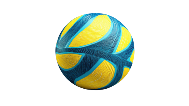 Yellow and blue basketball rotating on transparent background