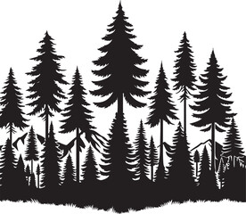 Obraz premium Forest Tree Silhouette Collection