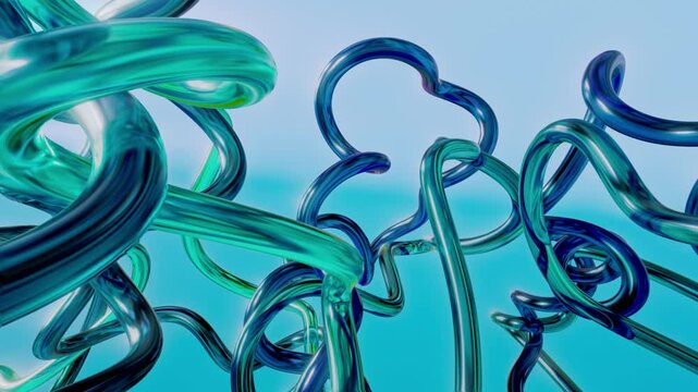 molecule strands moving, human hemoglobin strands flowing on blue background