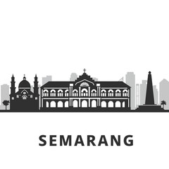 Obraz premium Semarang Skyline Silhouette - Vector Illustration