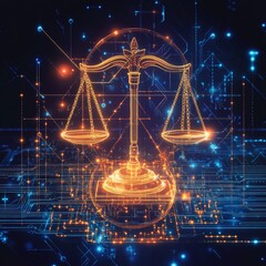 Digital Scales Symbolizing Justice