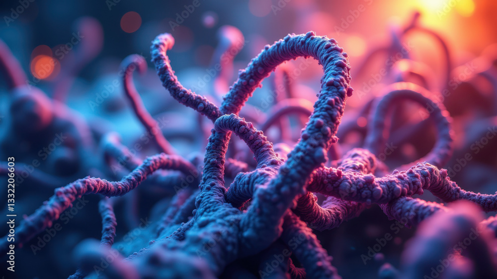 Aufkleber close-up microscopic view of a molecule with intricate, network-like structures, highlighting the co
