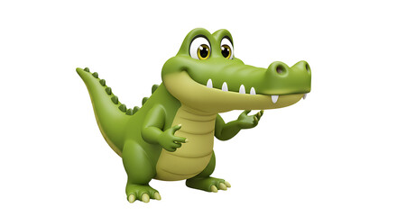 Fototapeta premium Cartoon Crocodile Standing Upright with a Friendly Expression in Green